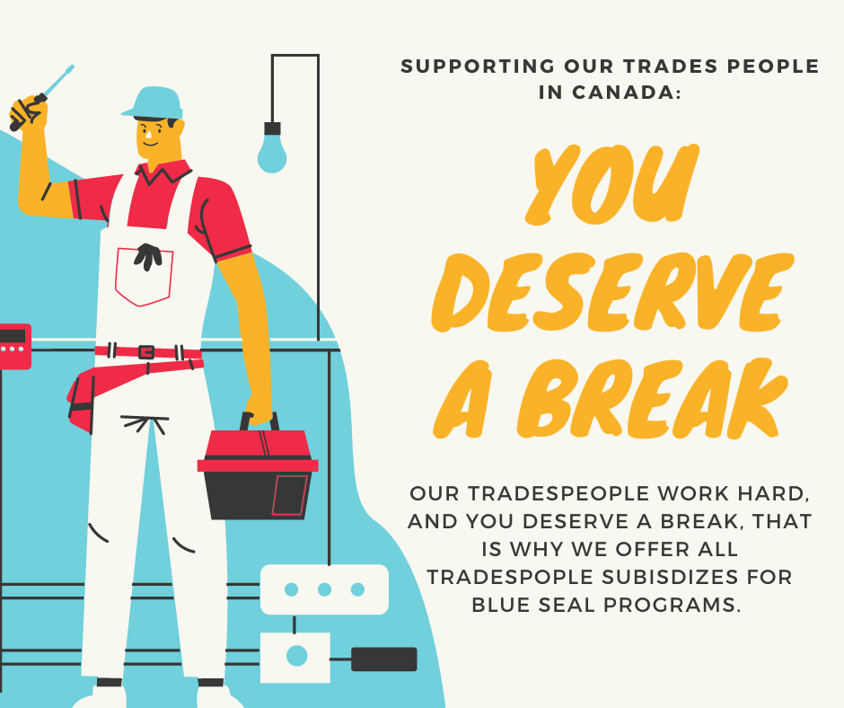 Supporting trades people, we offer tradespeople subsidies for blue seal programs